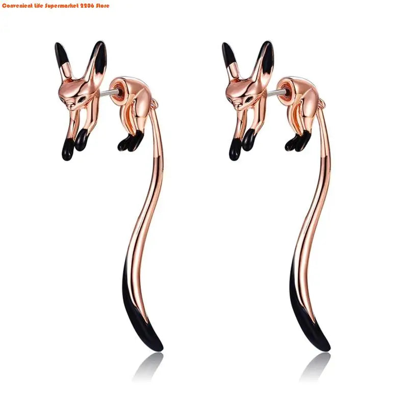 1 Pair Fox Drop Dangle Earrings for Women Animal Fashion Jewelry Mini Fox Animal Lover Girls Stud Earrings Long Tail Earring