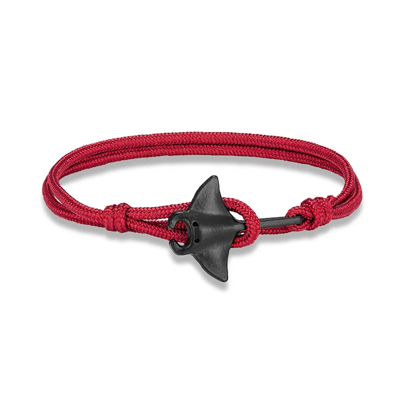 Sea Style Camping Paracord Cute Manta Ray Rope Bracelet Men Women Beach Lovers Jewelry Wrap Metal Hooks