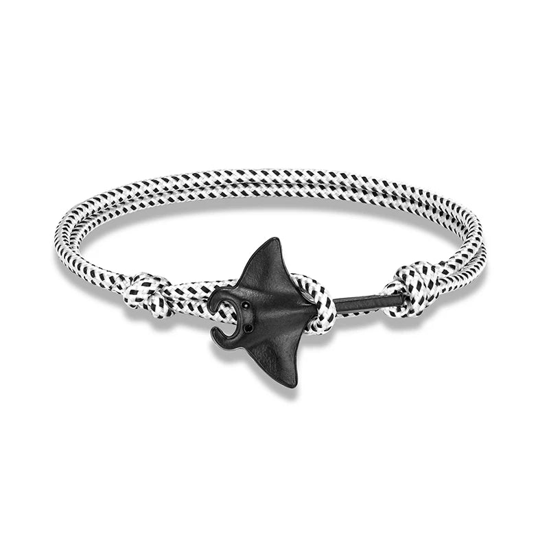 Sea Style Camping Paracord Cute Manta Ray Rope Bracelet Men Women Beach Lovers Jewelry Wrap Metal Hooks
