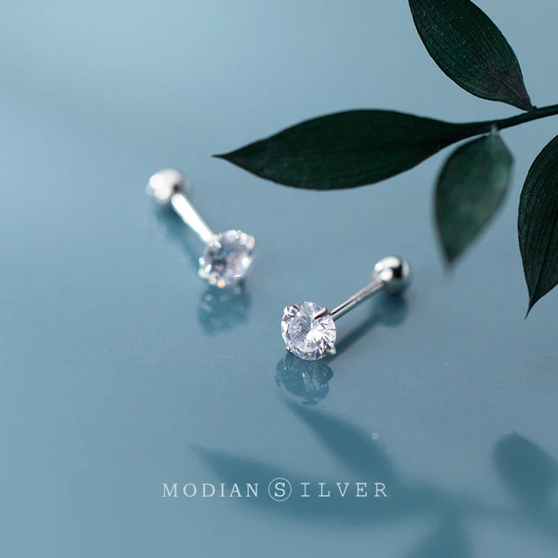 Modian Dazzling AAA Zircon Stud Earring for Women Fashion Authentic 925 Sterling Silver Wedding Engagement Statement Jewelry