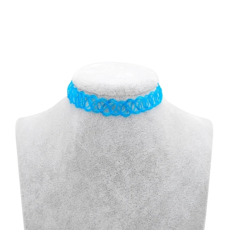 100 Pcs Cute Girls Gothic Tattoo Choker Necklace Women Punk Stretch Tattoo Bracelet Female Jewelry Wedding Party Friends Gift