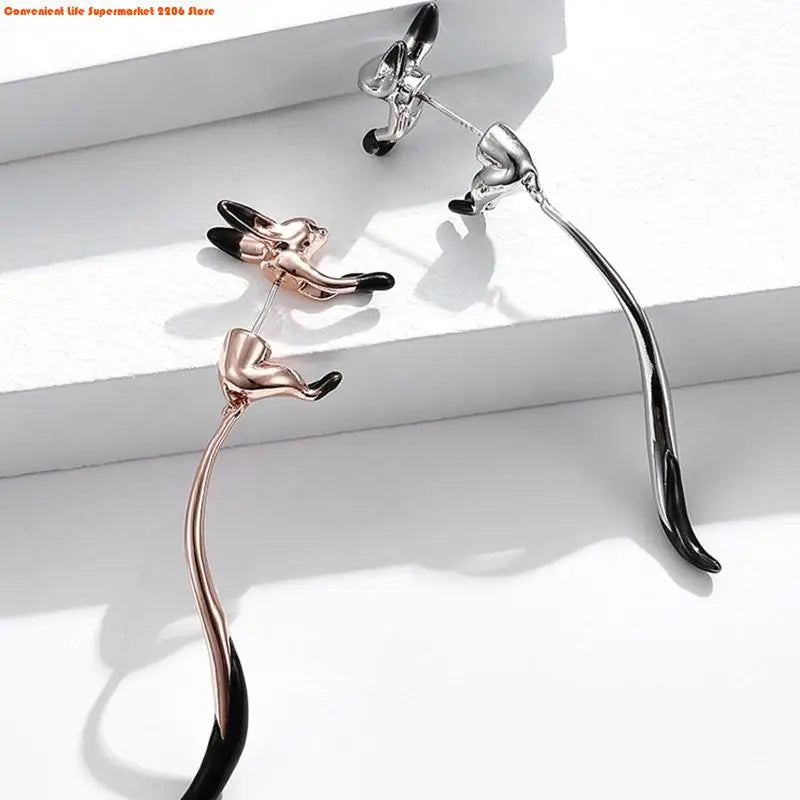 1 Pair Fox Drop Dangle Earrings for Women Animal Fashion Jewelry Mini Fox Animal Lover Girls Stud Earrings Long Tail Earring
