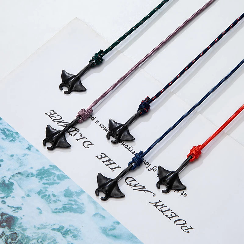 Sea Style Camping Paracord Cute Manta Ray Rope Bracelet Men Women Beach Lovers Jewelry Wrap Metal Hooks