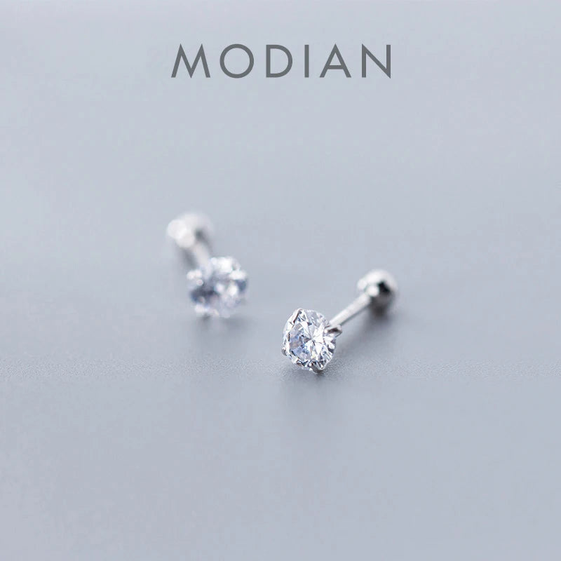 Modian Dazzling AAA Zircon Stud Earring for Women Fashion Authentic 925 Sterling Silver Wedding Engagement Statement Jewelry