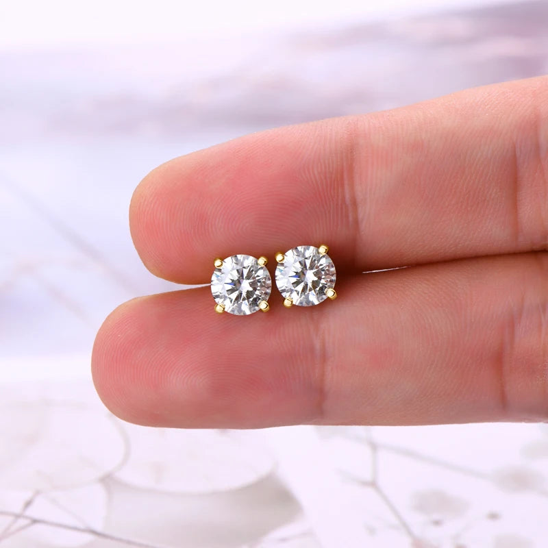 Lnngy 6.5mm 1CT Moissanite Diamond Earring Pendientes 925 Sterling Silver Piercing Stud Earrings For Women Pierced  Jewelry
