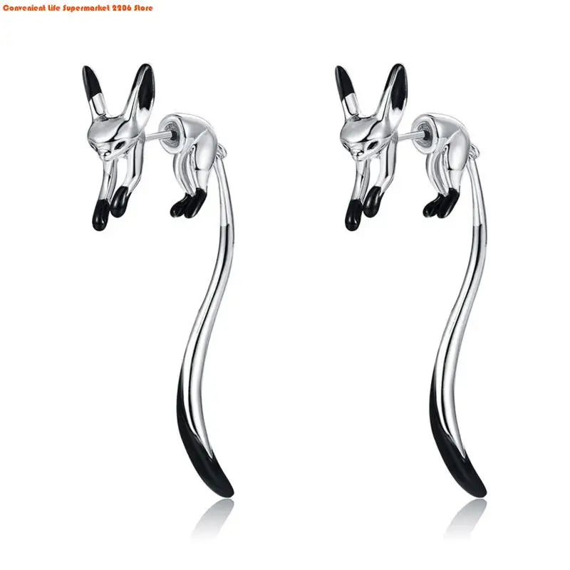 1 Pair Fox Drop Dangle Earrings for Women Animal Fashion Jewelry Mini Fox Animal Lover Girls Stud Earrings Long Tail Earring
