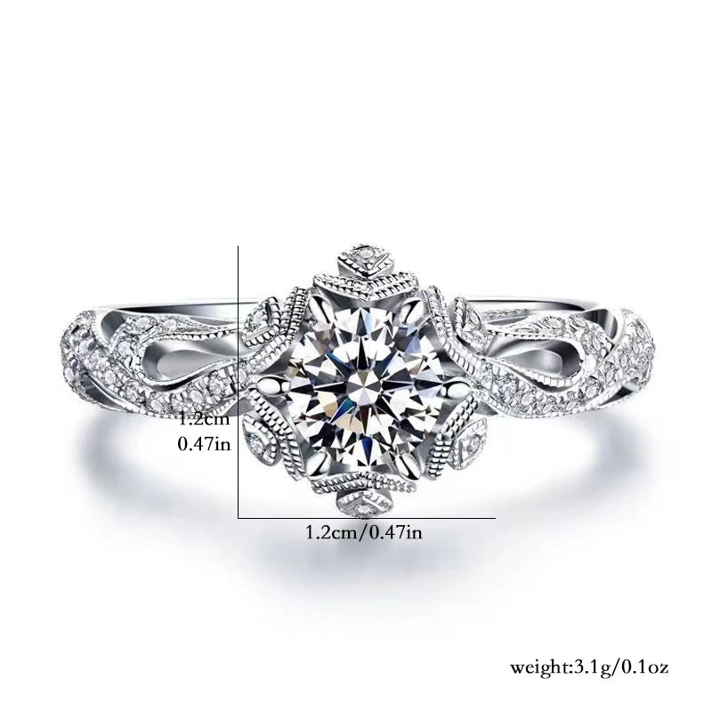 Super Shining Women Fashion Ring Exquisite Silver Color Inlaid Round Flower Stones Wedding Rings for Women Engagement Jewelry