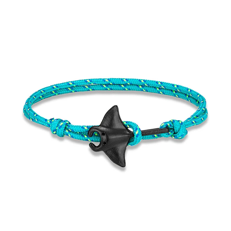 Sea Style Camping Paracord Cute Manta Ray Rope Bracelet Men Women Beach Lovers Jewelry Wrap Metal Hooks