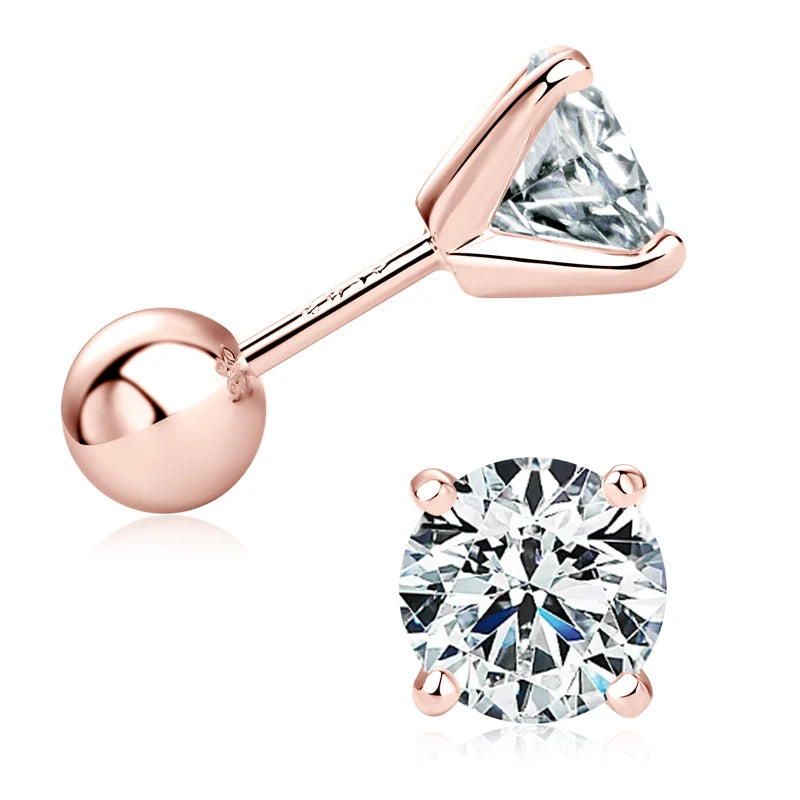 Lnngy 6.5mm 1CT Moissanite Diamond Earring Pendientes 925 Sterling Silver Piercing Stud Earrings For Women Pierced  Jewelry