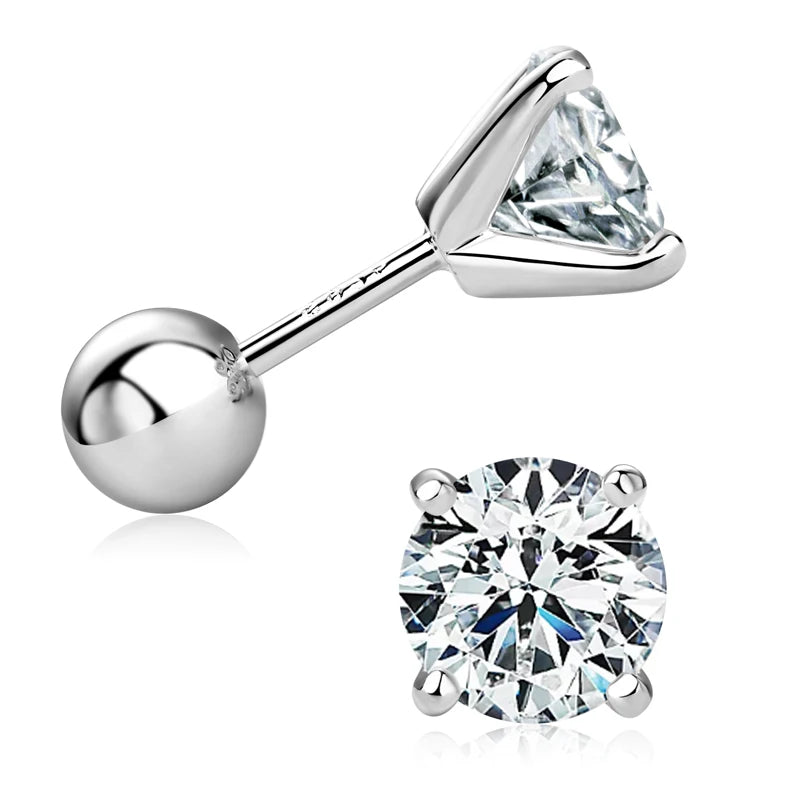 Lnngy 6.5mm 1CT Moissanite Diamond Earring Pendientes 925 Sterling Silver Piercing Stud Earrings For Women Pierced  Jewelry