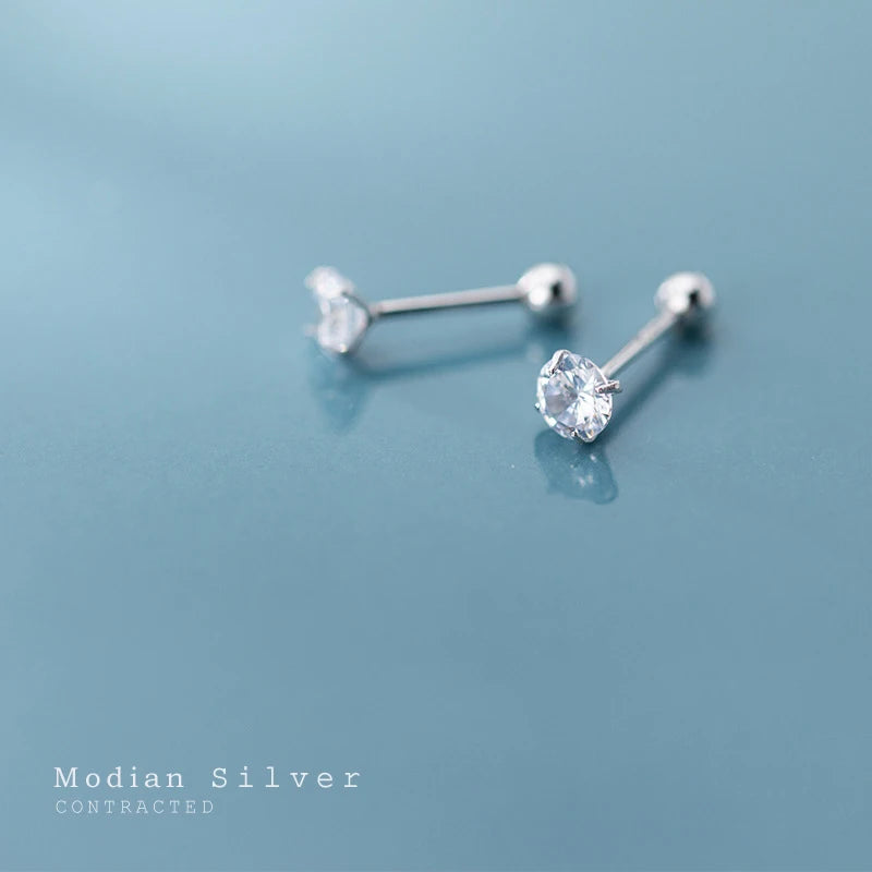 Modian Dazzling AAA Zircon Stud Earring for Women Fashion Authentic 925 Sterling Silver Wedding Engagement Statement Jewelry