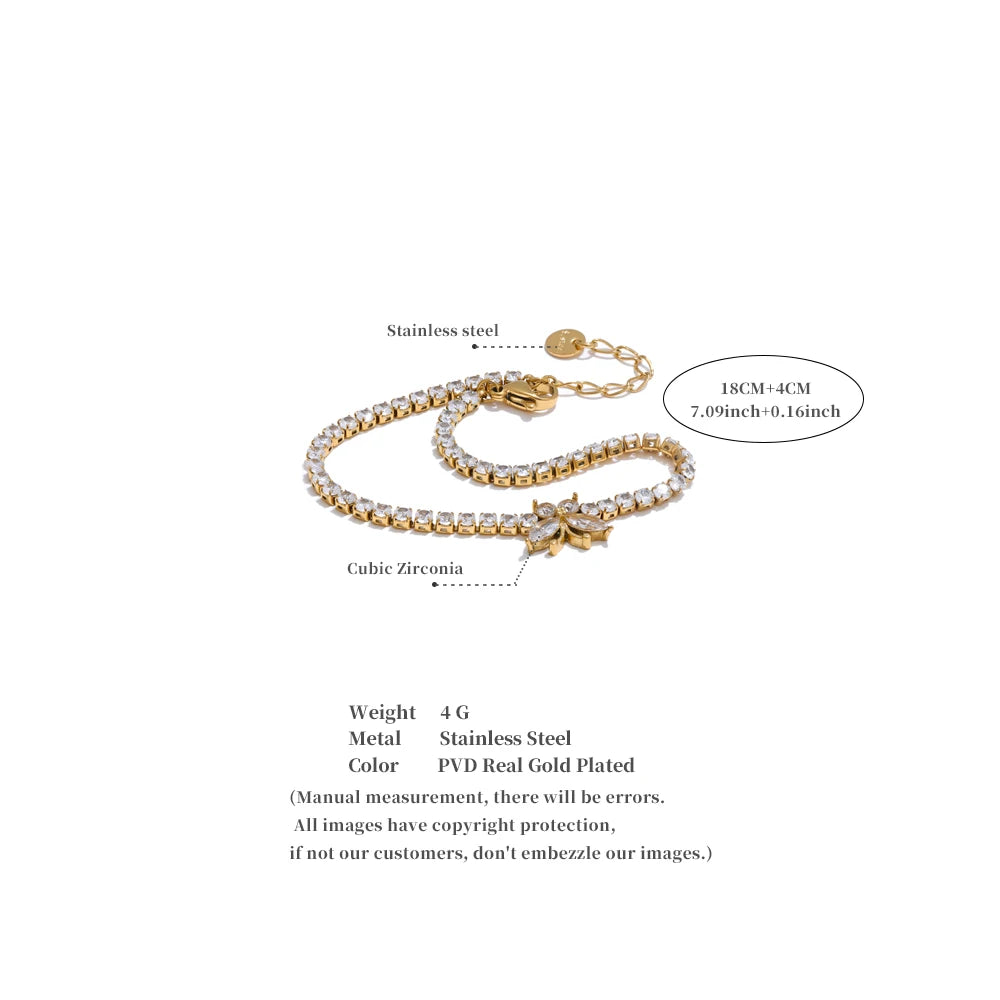 Yhpup High-Grade Accessories Bling Cubic Zirconia Butterfly Bracelet Bangle Gold Silver Color Stainless Steel Delicate Jewelry