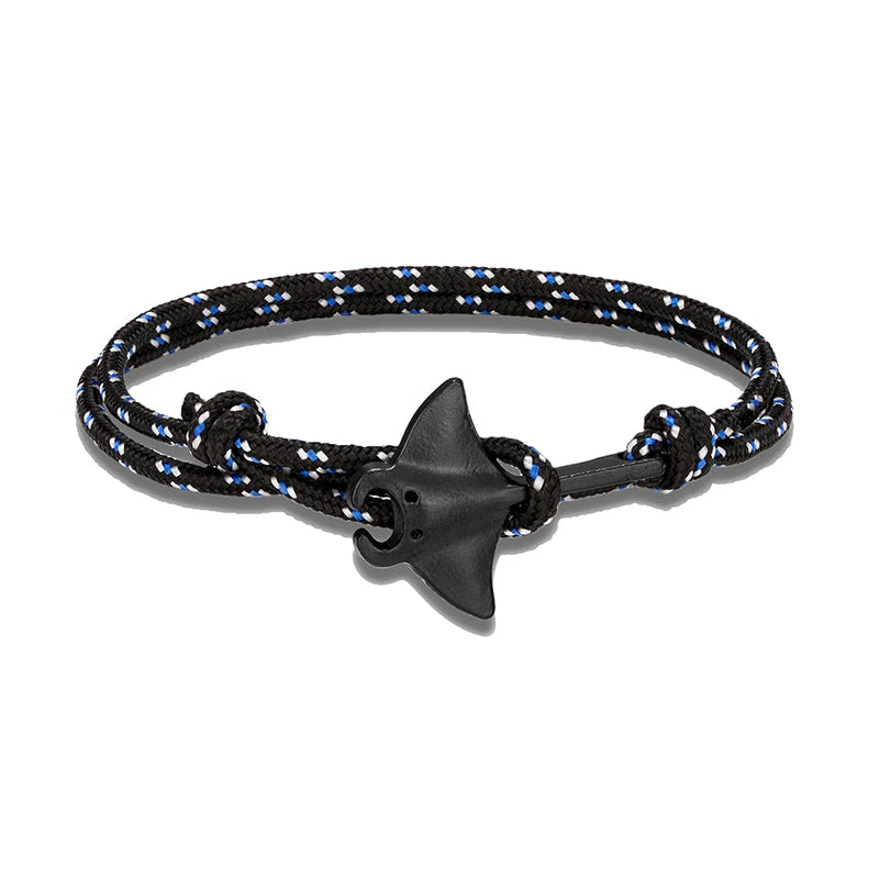 Sea Style Camping Paracord Cute Manta Ray Rope Bracelet Men Women Beach Lovers Jewelry Wrap Metal Hooks