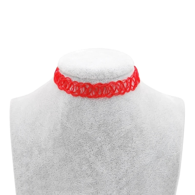 100 Pcs Cute Girls Gothic Tattoo Choker Necklace Women Punk Stretch Tattoo Bracelet Female Jewelry Wedding Party Friends Gift
