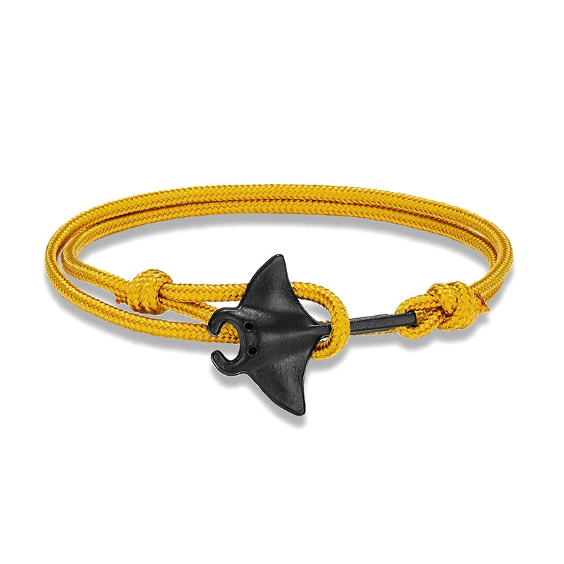 Sea Style Camping Paracord Cute Manta Ray Rope Bracelet Men Women Beach Lovers Jewelry Wrap Metal Hooks